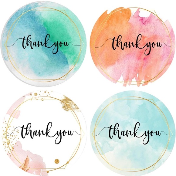 500 Assorted Round Watercolor 1” Thank You Stickers NEW - Picture 7 of 14